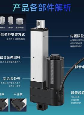 24V直流电降动推杆伸业缩杆工级大推力13392v往复I电机直线升杆P8