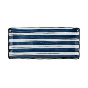 日式和风10寸长方m盘子陶瓷寿司盘手绘釉下彩陶瓷餐具鱼盘菜盘饭