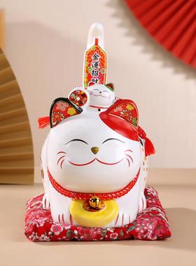 猫招财陶小瓷摆件办公室家居长尾猫创意摆件财GCI猫储蓄罐礼招品