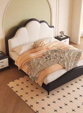 轻奢美式实木包UYP人床现代简式约小户型主卧室欧床双床软婚床皮