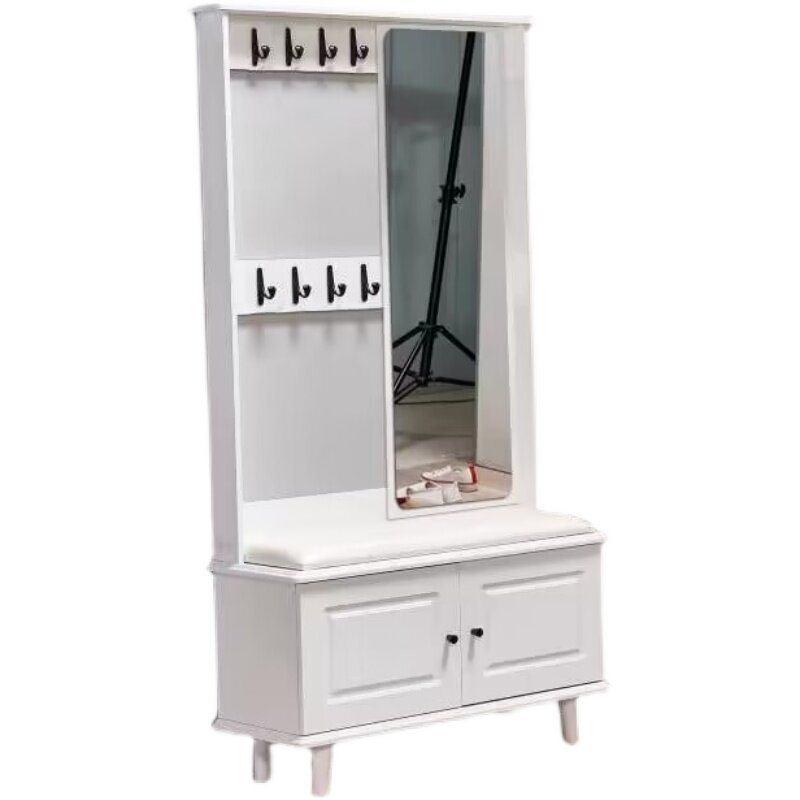 挂衣架全身镜轻奢l美式意式免漆板门厅柜玄关鞋柜衣帽柜换鞋凳