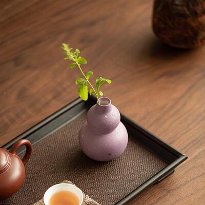 手工洒金室A13690陶瓷葫芦小花插饰花茶茶桌装招财摆件花器插品花