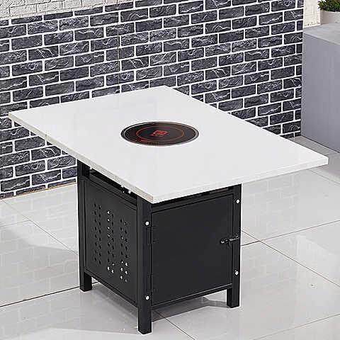 大理石火锅桌电店磁炉子饭烤座肉桌卡桌椅WFM奶茶店组合全套小吃