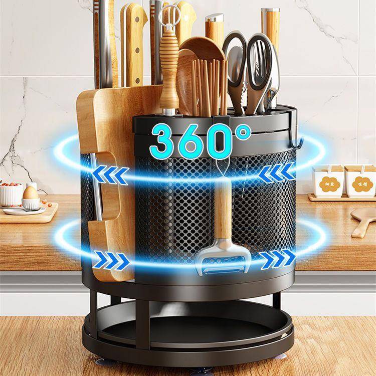 旋厨厨房转刀架家用台面具刀叉筷物子沥水dj02一体收纳架刀具置架