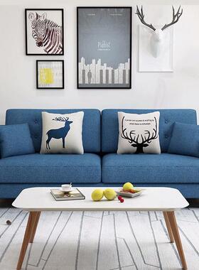 棉布艺沙发18563小户型双三公人位四人人直排办室休闲区接待室麻