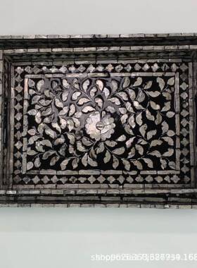 北欧ins贝壳收彩纳托盘家用长形茶方盘桌间WEU面样板置物盘