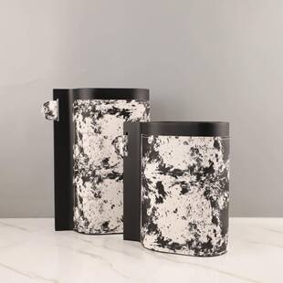 北欧创毛意高级感仿马皮革金属干花花瓶居厅摆件客厅餐酒店家1614