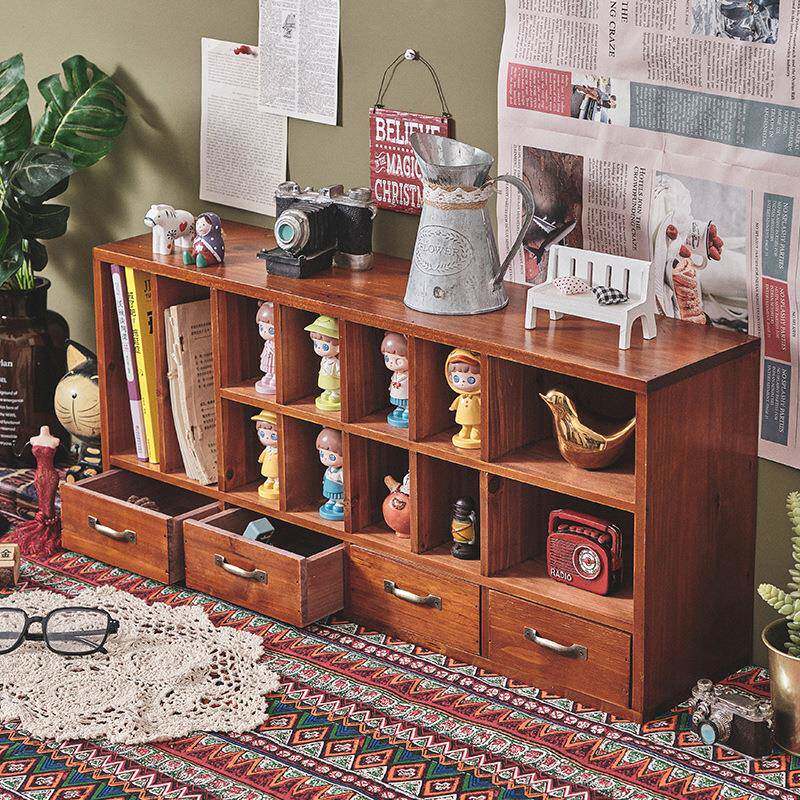 PK7面J学生盒宿舍桌收纳整木质摆件手桌面置物账置物架多功能抽屉