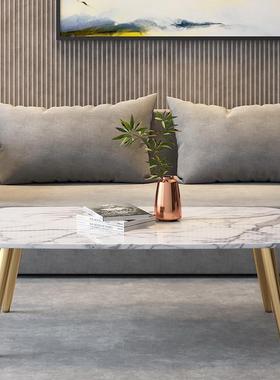 大理简石茶几约客厅家用长方桌子办北欧现代小户型铁艺公LX000036