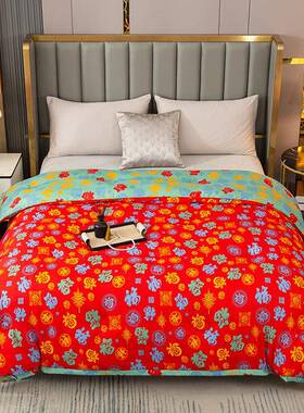 A类亲秋肤豆百福被冬加大厚保磨毛春秋被双24925暖人冬被喜庆被芯