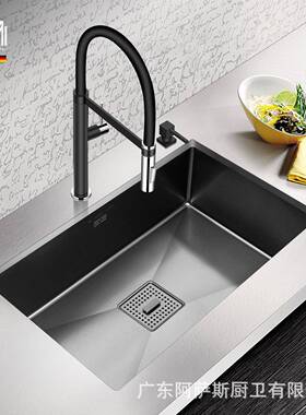 曼巴顿房黑色纳米抗菜菌黑厨金刚工水槽单手MT-6843N槽304不锈钢