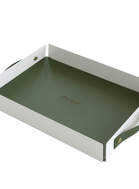 北欧铁艺收纳盘皮质提手收纳篮 insG风托盘拍照道具民宿玄关钥匙