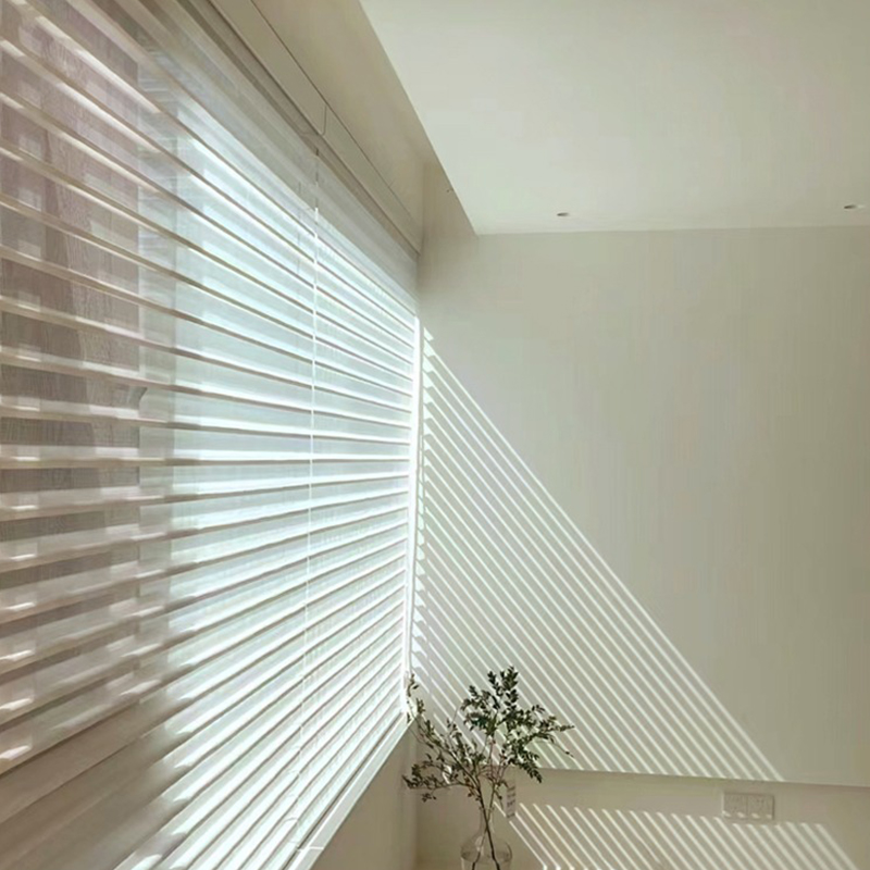 电动香格里拉帘百叶窗帘免打孔卧室卫生间客厅阳台遮光卷帘拉卷式