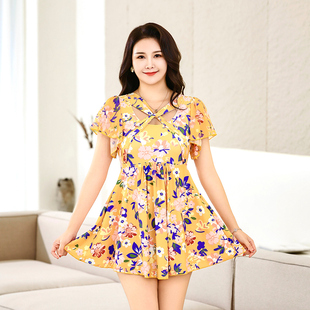 妈妈泳 遮肚保守加肥大温泉显瘦连体大码 2025新款 胖mmm泳衣女裙式