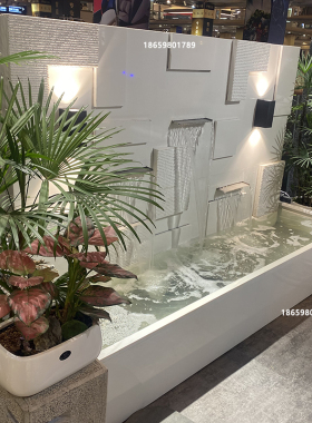 现代水幕墙影壁庭院水系循环景观墙石材小院屏风别墅流水背景墙