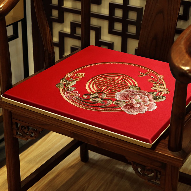新中式红木椅子坐垫太师椅圈椅垫实木餐桌茶桌椅座垫久坐防滑垫子