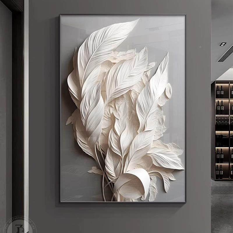 现代简约QWE-2078装饰画高级感沙发背景墙壁画落地客羽毛厅画高档