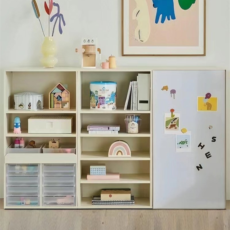 北欧inas实木环保儿童教具柜书柜绘本架子白板书架组合书桌文具柜