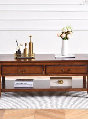 美式乡村复古茶几厅长方形客厂物家直销电柜视组合实木家具QZW储