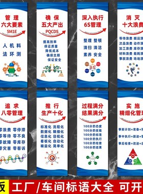 KT板自粘工厂6S管理标识牌5S车间标语7JS标贴宣传看板激励志文化