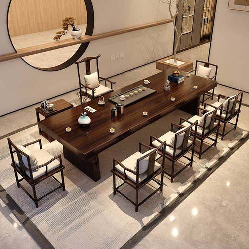 新中式木茶桌原实木大家用泡茶板桌椅功简约办公室喝VME茶夫茶台
