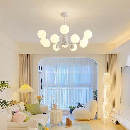 奶油风客厅吊灯现简餐厅灯41917北约欧大气家用灯魔豆代室主灯中