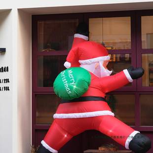 圣诞节装 头饰品外充气爬诞墙圣诞老人476耶门氛围挂饰户场景布置