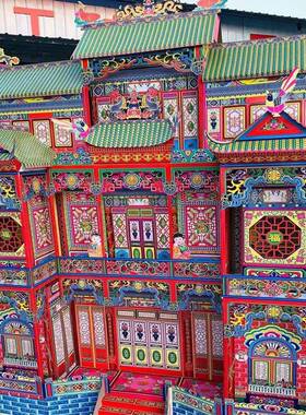 78260型殡葬白1事楼房纸扎纸别墅祭祀用品纸房竹冥架灵屋包邮冥屋