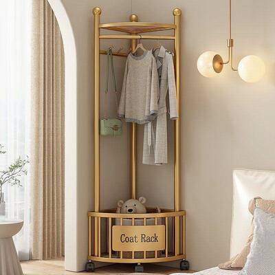 转SXB角角衣帽架卧室挂轻衣架简易收纳家用奢款落地三置物架立式