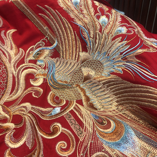 高端中式 婚庆140支匹马棉四件套100全棉龙凤刺绣被套结婚床上用品