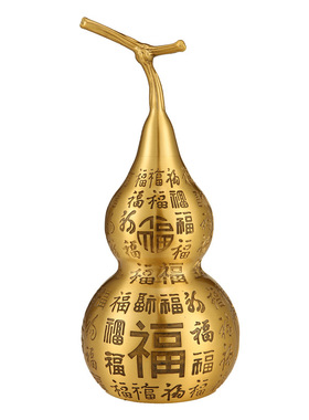 纯铜百福葫芦家居摆件挂件招财福禄开口盖空心客厅玄关办公室装饰