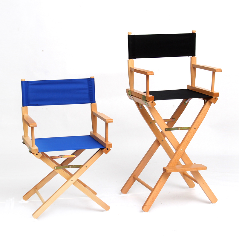 包邮实木导演椅子帆布折叠椅吧台椅便携高脚化妆椅前台椅简约吧凳