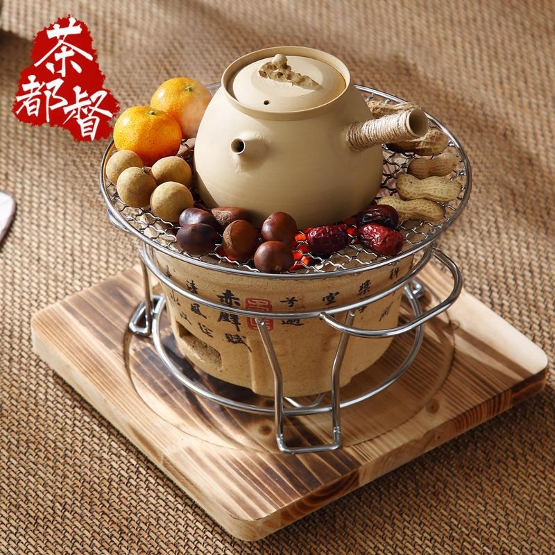 中式围炉煮茶烤火炉罐罐煮茶器炭火电陶炉煮茶器侧把煮茶壶茶具