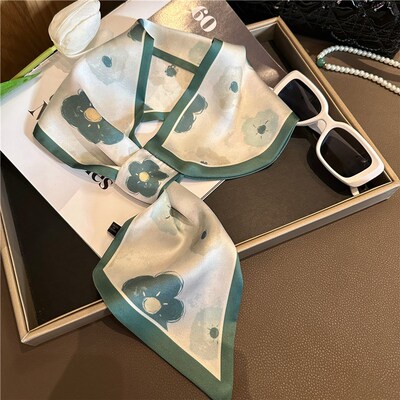 小丝巾女2025新款夏季薄款气质细窄懒人免系流行脖子护颈围巾领巾