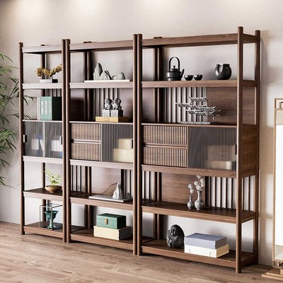 实木博古架展示柜现代简约茶叶柜书架新中式办公室多宝阁置物架