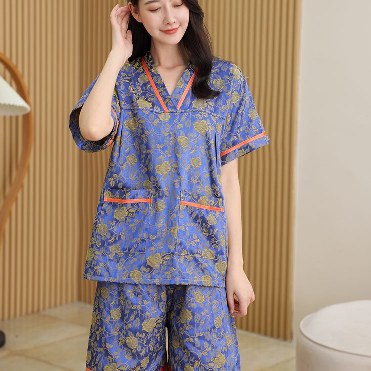 花提家居睡衣0疗洗浴桑拿按摩男款30汗蒸服女按摩服大码浴衣斤足