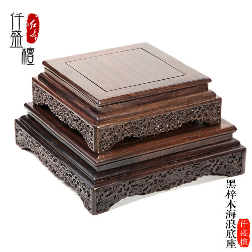 实木摆件底座红木根雕刻花盆花瓶工艺品鱼缸木质圆形长方底座