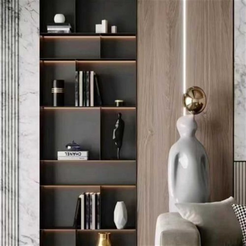 不锈钢书柜定制  酒柜展示柜装饰柜金属钢板柜嵌入式电视壁龛酒架