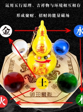 五路财神聚财阵摆件招财祝福财神葫芦聚宝盆玄关客厅公司店铺装饰