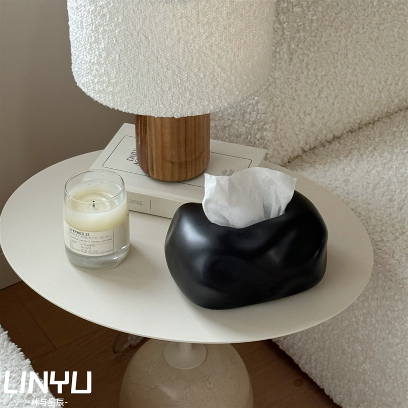 林与/侘寂风陶瓷纸巾盒ins抽纸盒高级感家用客厅茶几桌面装饰摆件