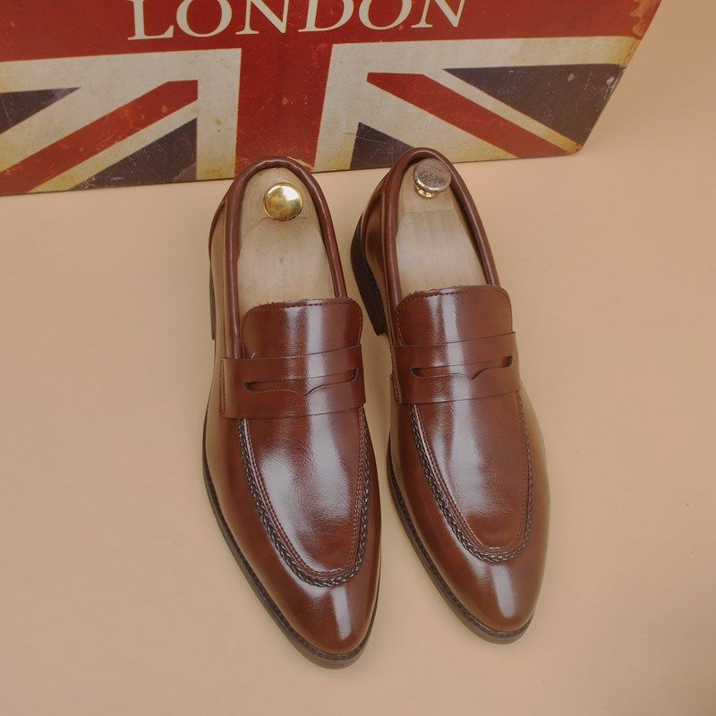 男士商务正装办公室漆皮皮鞋黑色亮皮尖头韩版潮流发型师英伦男鞋