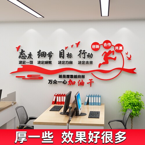 办公室墙面装饰企业文化墙贴公司背景墙形象团队S励志标语布置宣
