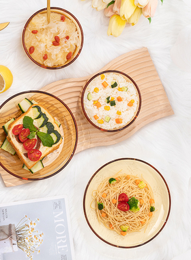 高太白(GTB)5英寸琥珀色高硼硅玻璃碗家用厨房餐具菜盘