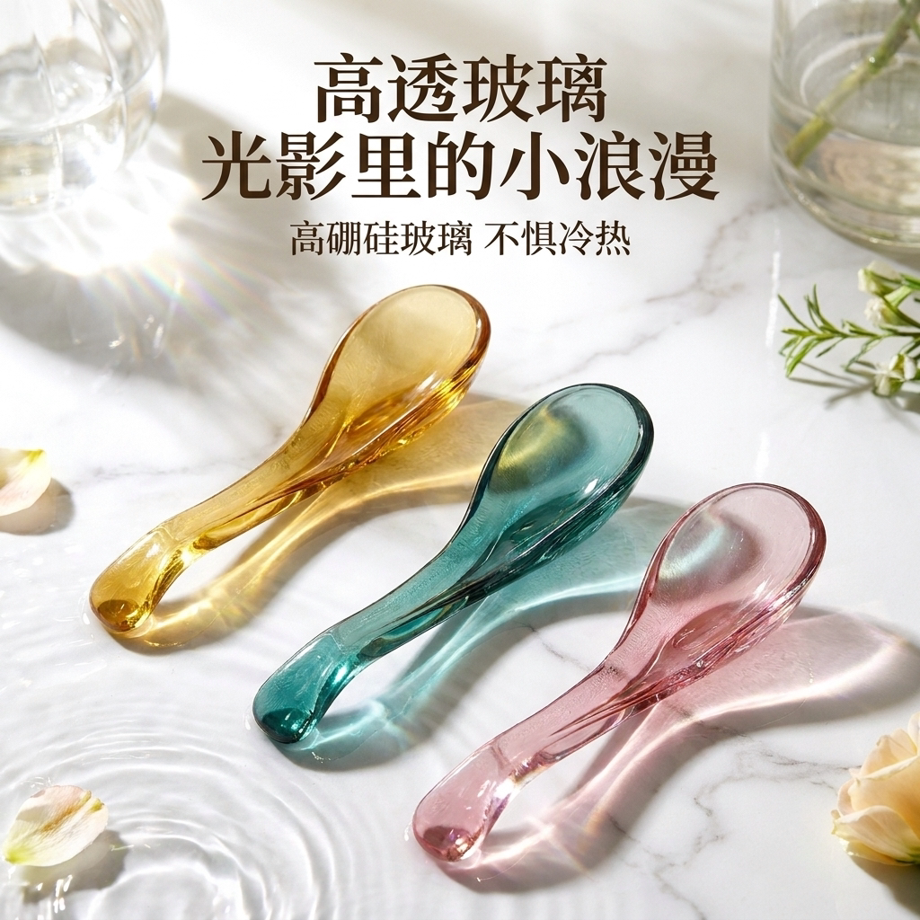 高太白耐高温玻璃元宝勺2只装图片