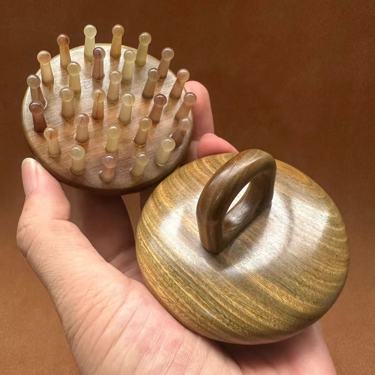 经络环绿指檀28羊角头皮按摩梳梳按摩梳梳钉小众牛角