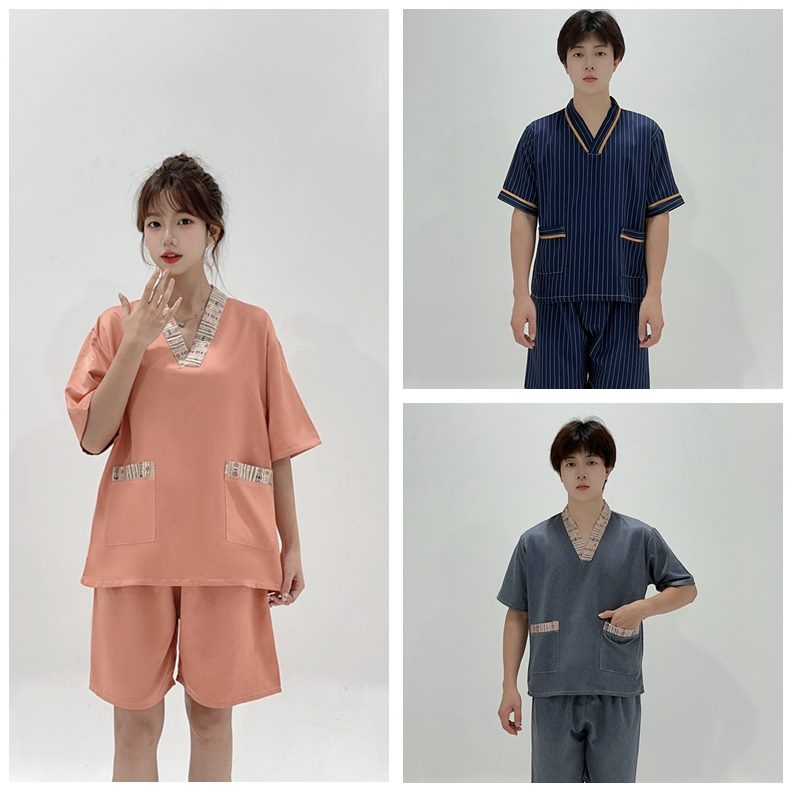 新款男士桑拿会所客足按摩2023大码浴麻疗洗浴人睡衣贡服汗蒸服女