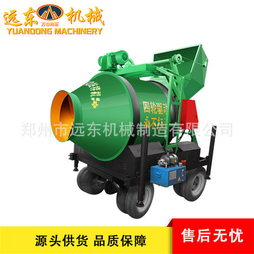 现货JZM1000型全自动翻斗搅拌机小型自动上料混凝土滚筒搅拌机