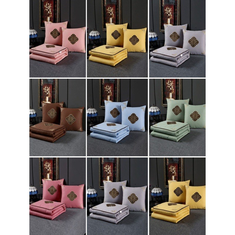 棉刺被绣汽车车k载抱枕被子两用夏凉被办公室午睡棉小被子