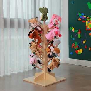 幼儿园手偶展示架玩具手偶收纳架木质手偶架手指玩偶挂架挂33个