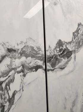 江山如画800x2600 岩板电视背景墙连纹大板大理石 客厅悬空新.c.